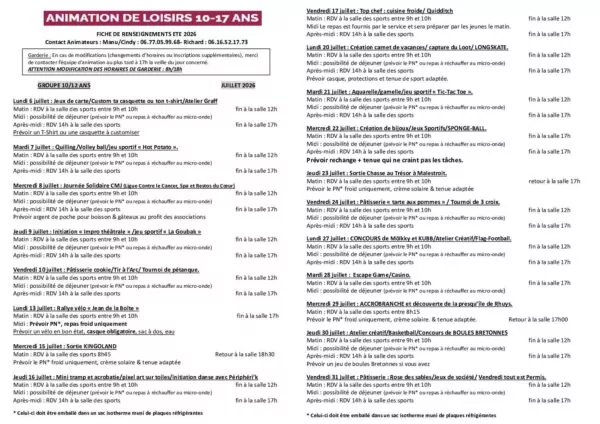 Image du document Fiche de renseignement Eté 2026